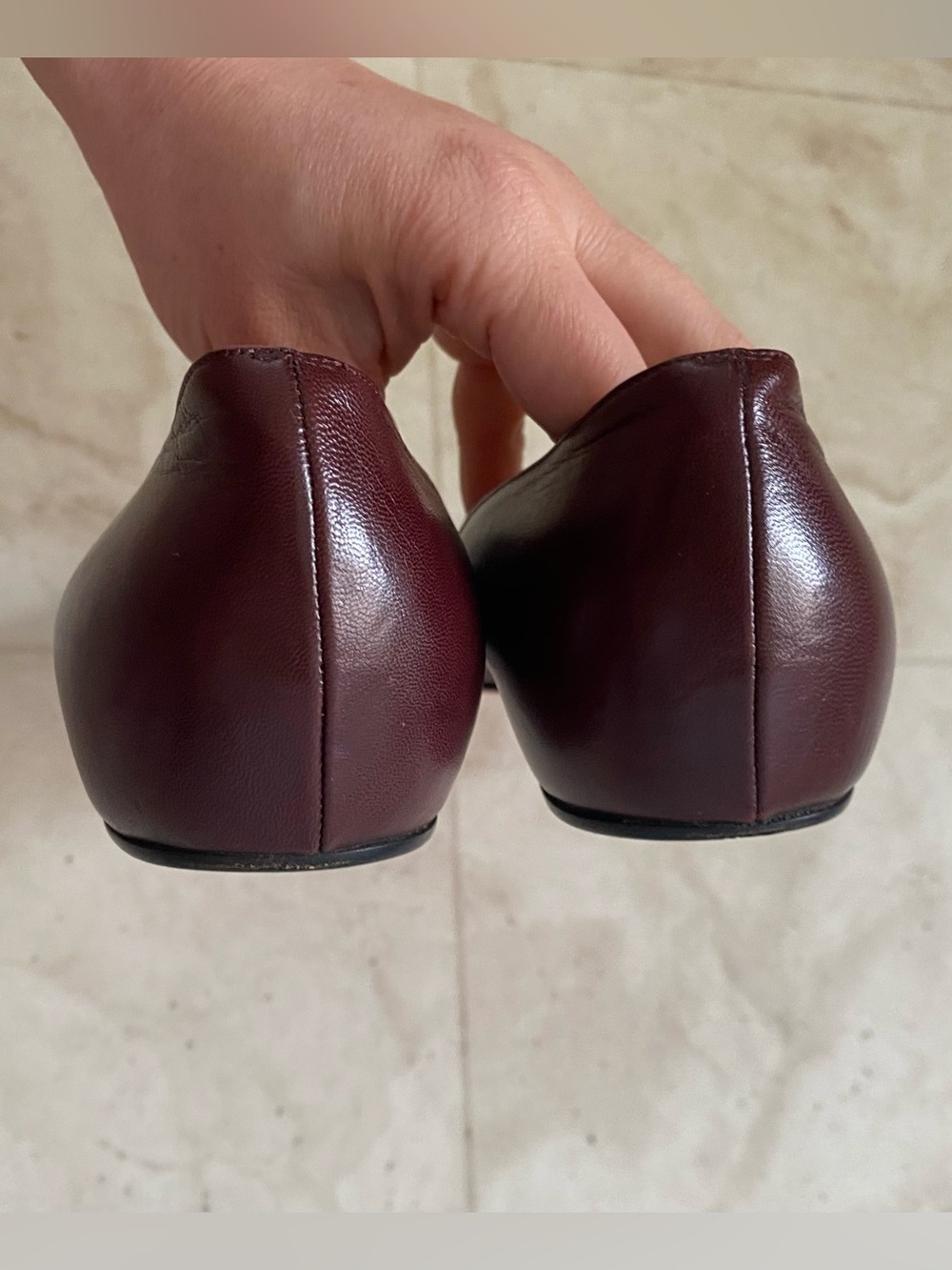 Christian Louboutin Cabo Burgundy Leather Studded Pointed Toe Ballet Flats 6.5 - Picture 8 of 10